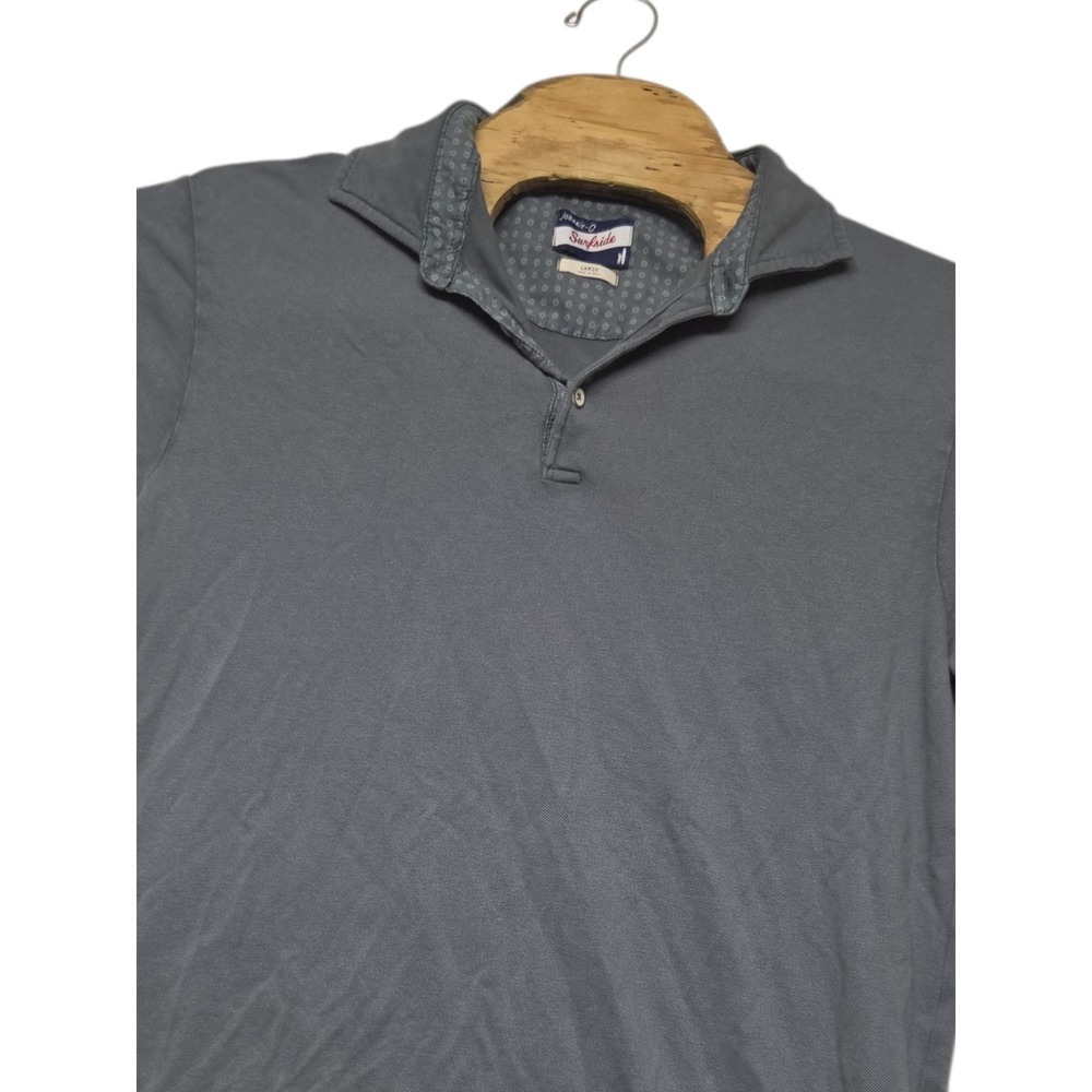 Johnnie-O Surfside Polo Shirt Mens Large Gray Short Sleeve Pique Knit Casual